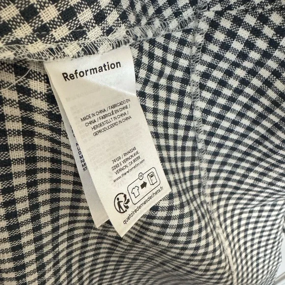 🤍NWOT Reformation Balia Dress Slate Check - Picture 7 of 7